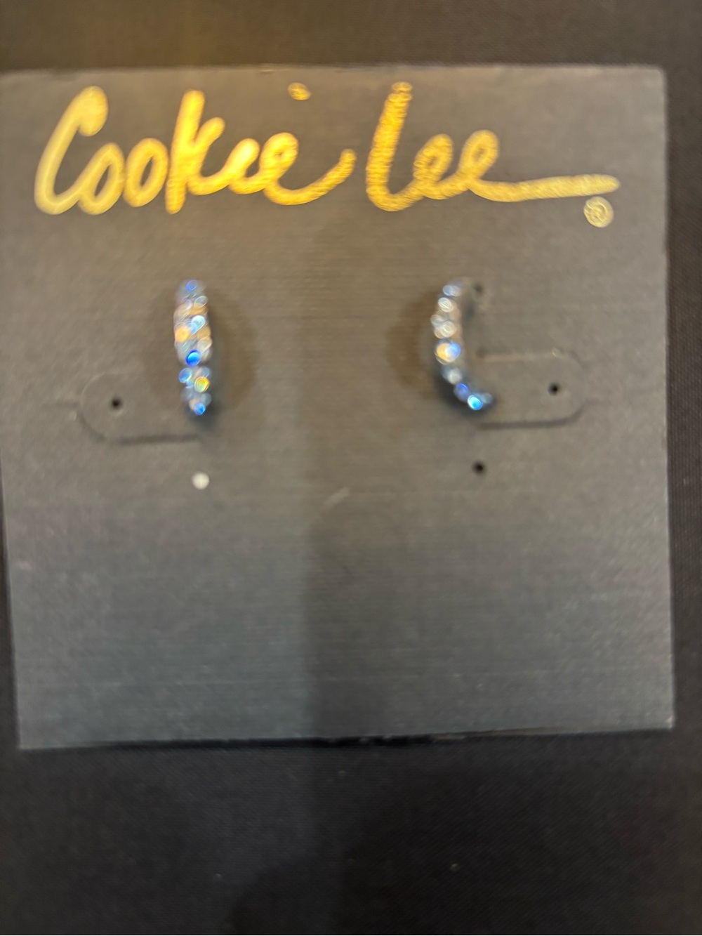 Cookie Lee Iridescent Blue Crystal Mini Hoops